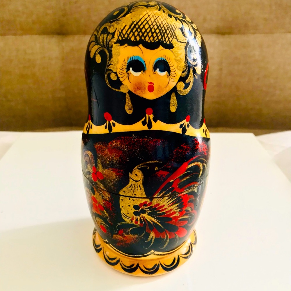 Vintage Single Matroyshka Doll Handpainted Laquered